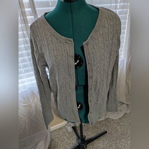 Eddie Bauer Gray Cable Knit Women's Cardigan